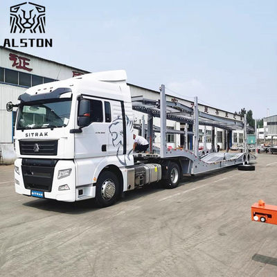 Semiremolque de transporte de vehículos de 6 posiciones, transportador de vehículos de 8 posiciones con jaula para exportación