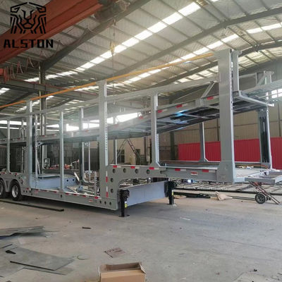 Remolque de transporte de automóviles de dos pisos de eje medio con elevación automática de salto