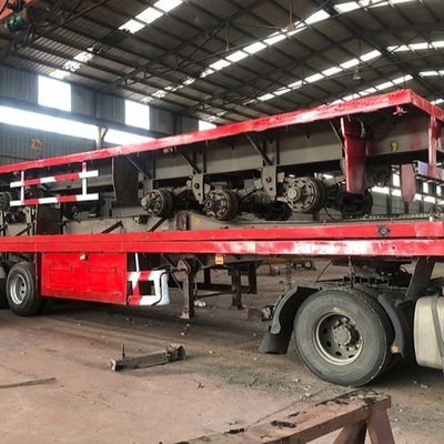 60 toneladas de semi-remolque de piso plano usado, 40 pies de 3 ejes semi-remolque de piso plano