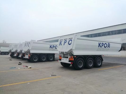 25cbm remolque hidráulico trasero, en forma de U 3 eje remolque de extremo