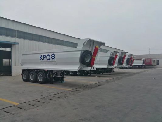 25cbm remolque hidráulico trasero, en forma de U 3 eje remolque de extremo