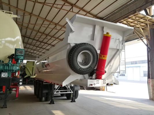 25cbm remolque hidráulico trasero, en forma de U 3 eje remolque de extremo