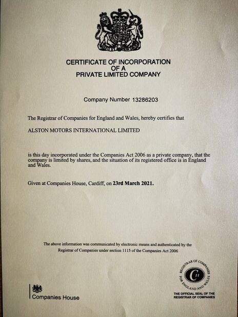 Porcelana Qingdao Alston Motors Co., Ltd. certificaciones