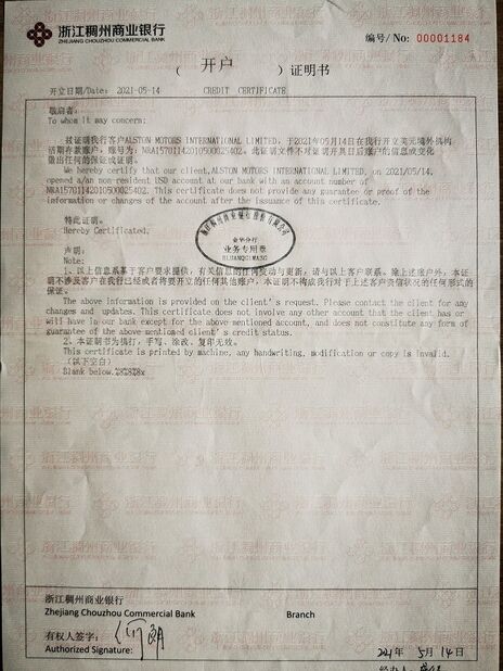 Porcelana Qingdao Alston Motors Co., Ltd. certificaciones